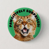 PASSIEF VERRAST! Grappige Crazy Cat Green Ronde Button 5,7 Cm (Voorkant)