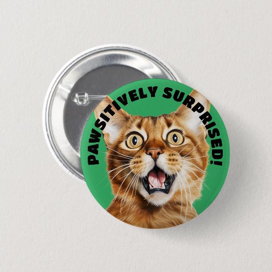 PASSIEF VERRAST! Grappige Crazy Cat Green Ronde Button 5,7 Cm (Voorkant /achterkant)