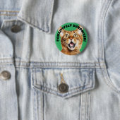 PASSIEF VERRAST! Grappige Crazy Cat Green Ronde Button 5,7 Cm (In situ)