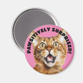 PASSIEF VERRAST! Grappige Crazy Cat Pink Magneet (Voorkant / Achterkant)