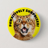 PASSIEF VERRAST! Grappige Gekke Kat Geel Ronde Button 5,7 Cm (Voorkant)