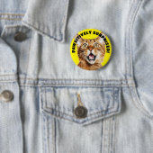 PASSIEF VERRAST! Grappige Gekke Kat Geel Ronde Button 5,7 Cm (In situ)
