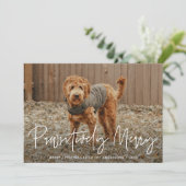 Passief vrolijk groen huisdier foto feestdagenkaart (Staand voorkant)