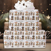 Passief Vrolijk Kerstmis Schattige Hondenkat Huisd Cadeaupapier