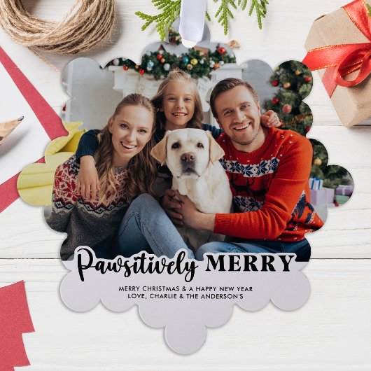 Passief vrolijk modern Gepersonaliseerd hond foto Ornament Kaart