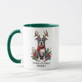 Passief vrolijke Pittbull Dog Kerstkoffie Mok (Links)