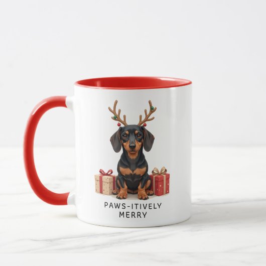 Passief vrolijke teckel Doxie Christmas Coffee Mok (Links)