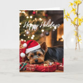 Passief Yorkie Holiday Kaart (Gele Bloem)