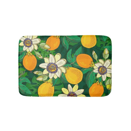 Passieflower Bloom: zwarte achtergrond . Badmat (Voorkant)