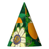 Passieflower Bloom: zwarte achtergrond . Feesthoedjes (Achterkant)