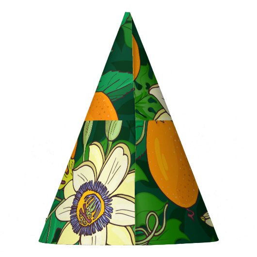 Passieflower Bloom: zwarte achtergrond . Feesthoedjes (Achterkant)