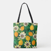 Passieflower Bloom: zwarte achtergrond . Tote Bag (Achterkant)
