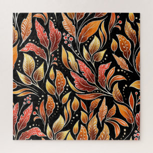Passieflower Exotisch: Zwart Bloemen Legpuzzel