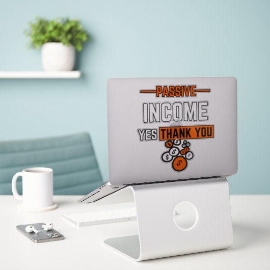 Passieve inkomsten ja, vinylSticker Sticker (Laptop op bureau)