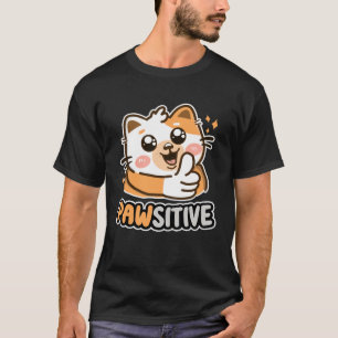 Passieve schattige kat duimen omhoog kitten t-shirt