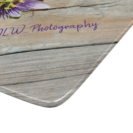 Passievloer op roestvrij hout snijplank (Hoek)