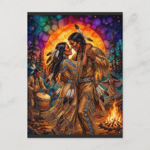 Passievolle Dans: Dansers van de Native American Briefkaart