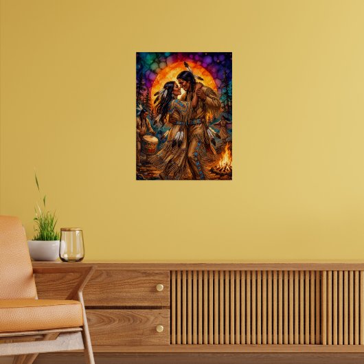 Passievolle Hartstocht: Native American Dansers Poster (Woonkamer 2)