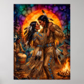 Passievolle Hartstocht: Native American Dansers Poster (Voorkant)