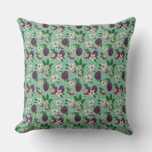 Passievrucht Groen Bloemen Herhaal Patroon Kunst Kussen