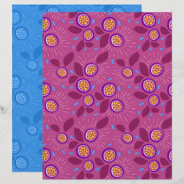 Passievrucht scrapbookpapier (Voorkant / Achterkant)