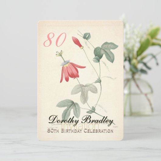  Passiflora 80e verjaardag van de uitnodiging van  (Staand voorkant)