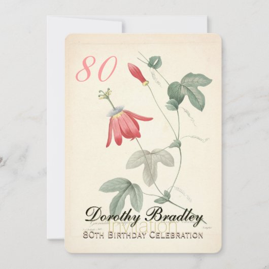 Passiflora 80e verjaardag van de uitnodiging van (Voorkant)