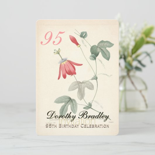  Passiflora 95e Verjaardagsfeestuitnodiging Kaart (Staand voorkant)