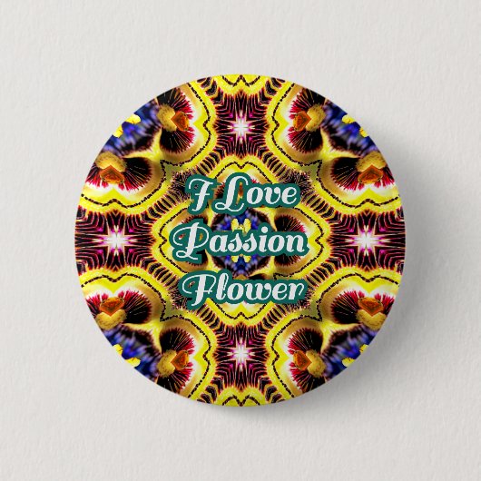 Passiflora caerulea-patroon ronde button 5,7 cm (Voorkant)