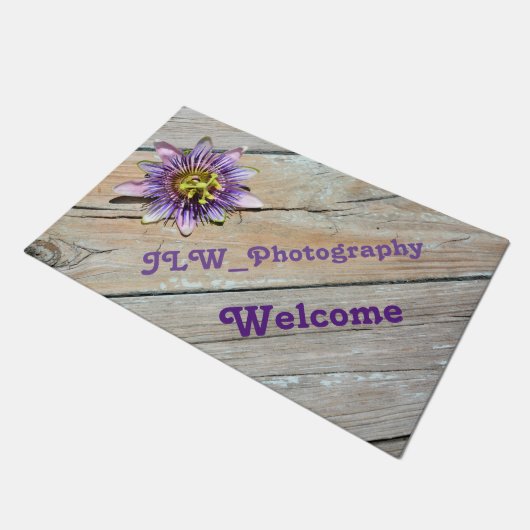 Passiflora op weed hout deurmat (Schuin)