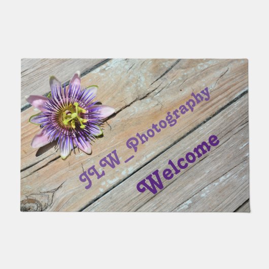 Passiflora op weed hout deurmat (Voorkant)