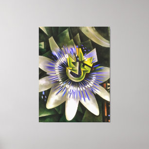 Passiflora Passion Flower in Geometric Art Style Canvas Afdruk