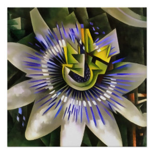 Passiflora Passion Flower in Geometric Art Style Perfect Poster