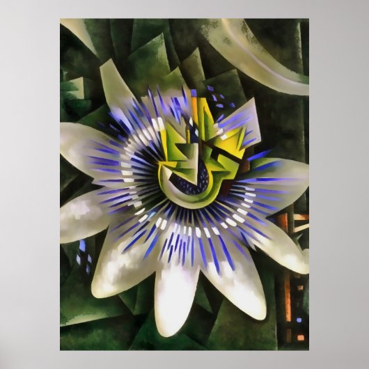 Passiflora Passion Flower in Geometric Art Style Poster (Voorkant)