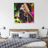 Passiflora VIOLACEA en een blauwe morpho vlinder Canvas Afdruk (Insitu (Slaapkamer))