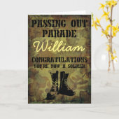 Passing Out Parade Camouflage Laarzen Gefeliciteer Kaart (Gele Bloem)
