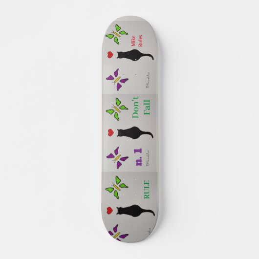 Passion Black Cat met rood hart en botervliegen Persoonlijk Skateboard (Voorkant)