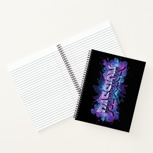 Passion Cyberpunk Typography – Vibrant Modern Word Notitieboek (Binnen)