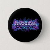Passion Cyberpunk Typography – Vibrant Modern Word Ronde Button 5,7 Cm (Voorkant)