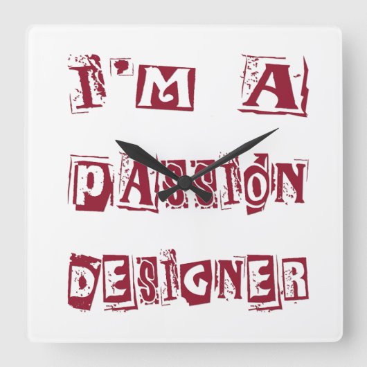 Passion Designer Vierkante Klok (Voorkant)