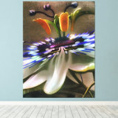 Passion Flower Blossom in Art Deco Abstracte stijl Canvas Afdruk (Insitu (Houten vloer))
