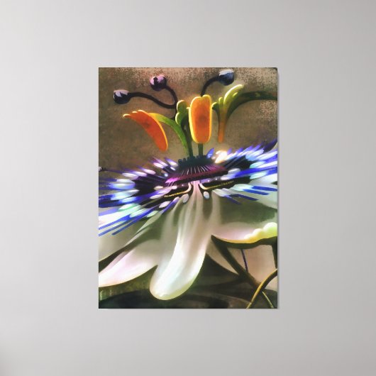 Passion Flower Blossom in Art Deco Abstracte stijl Canvas Afdruk (Voorkant)
