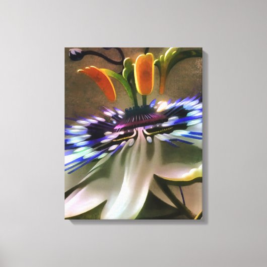Passion Flower Blossom in Art Deco Abstracte stijl Canvas Afdruk (Voorkant)