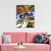 Passion Flower Blossom in Art Deco Abstracte stijl Canvas Afdruk (Insitu (Woonkamer))