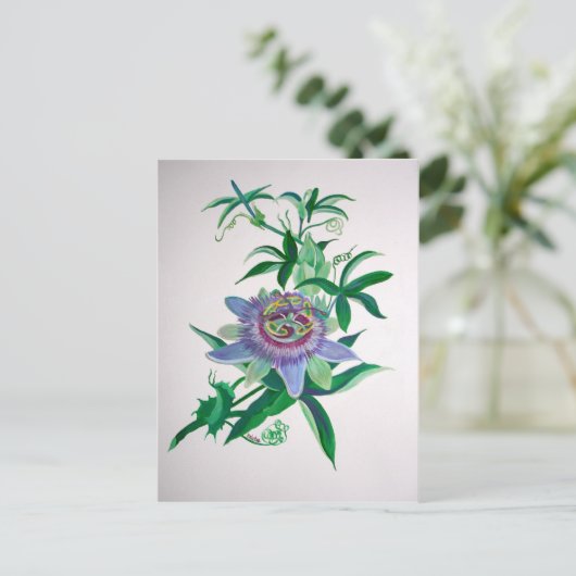 Passion Flower Botanical Art Briefkaart (Staand voorkant)