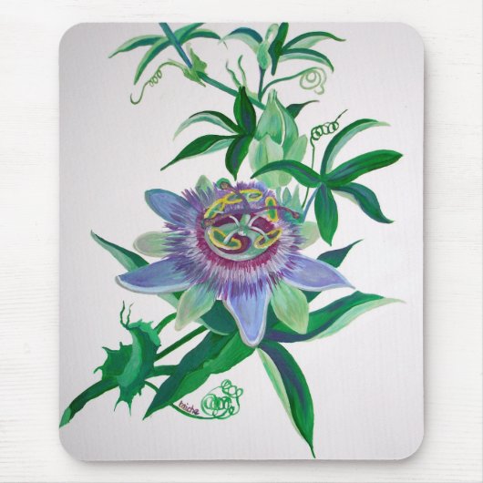 Passion Flower Botanical Art Muismat (Voorkant)