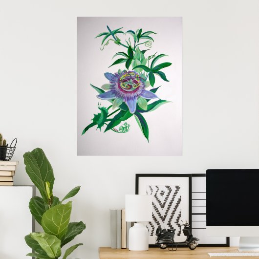 Passion Flower Botanical Art Poster (Thuiskantoor)