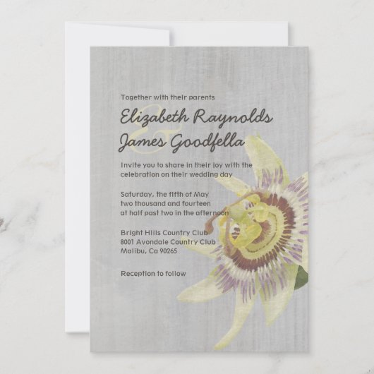 Passion Flower Wedding Invitations Kaart (Voorkant)