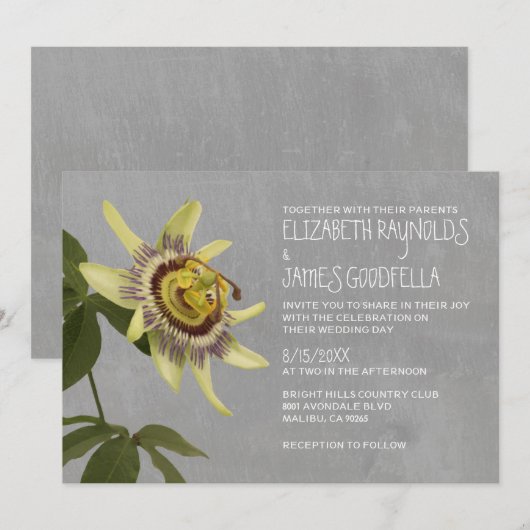 Passion Flower Wedding Invitations Kaart (Voorkant / Achterkant)