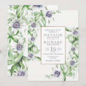 Passion Flower Wedding Invite Kaart (Voorkant / Achterkant)
